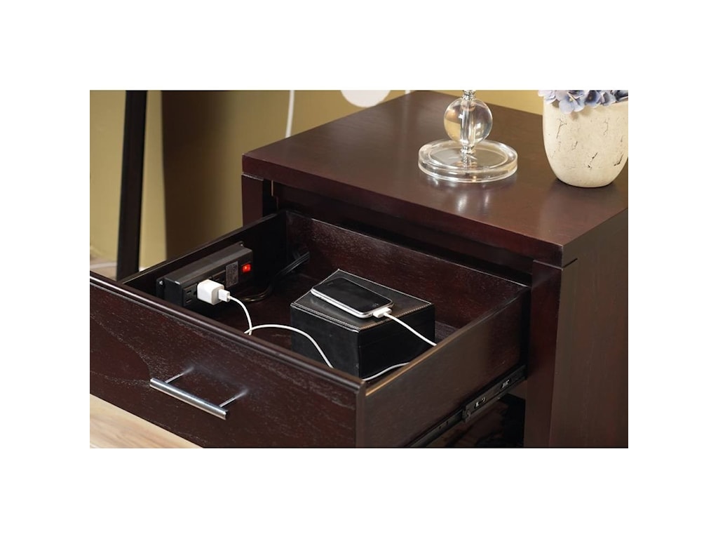Modus International Nevis Charging Stand Nightstand With 1 Drawer