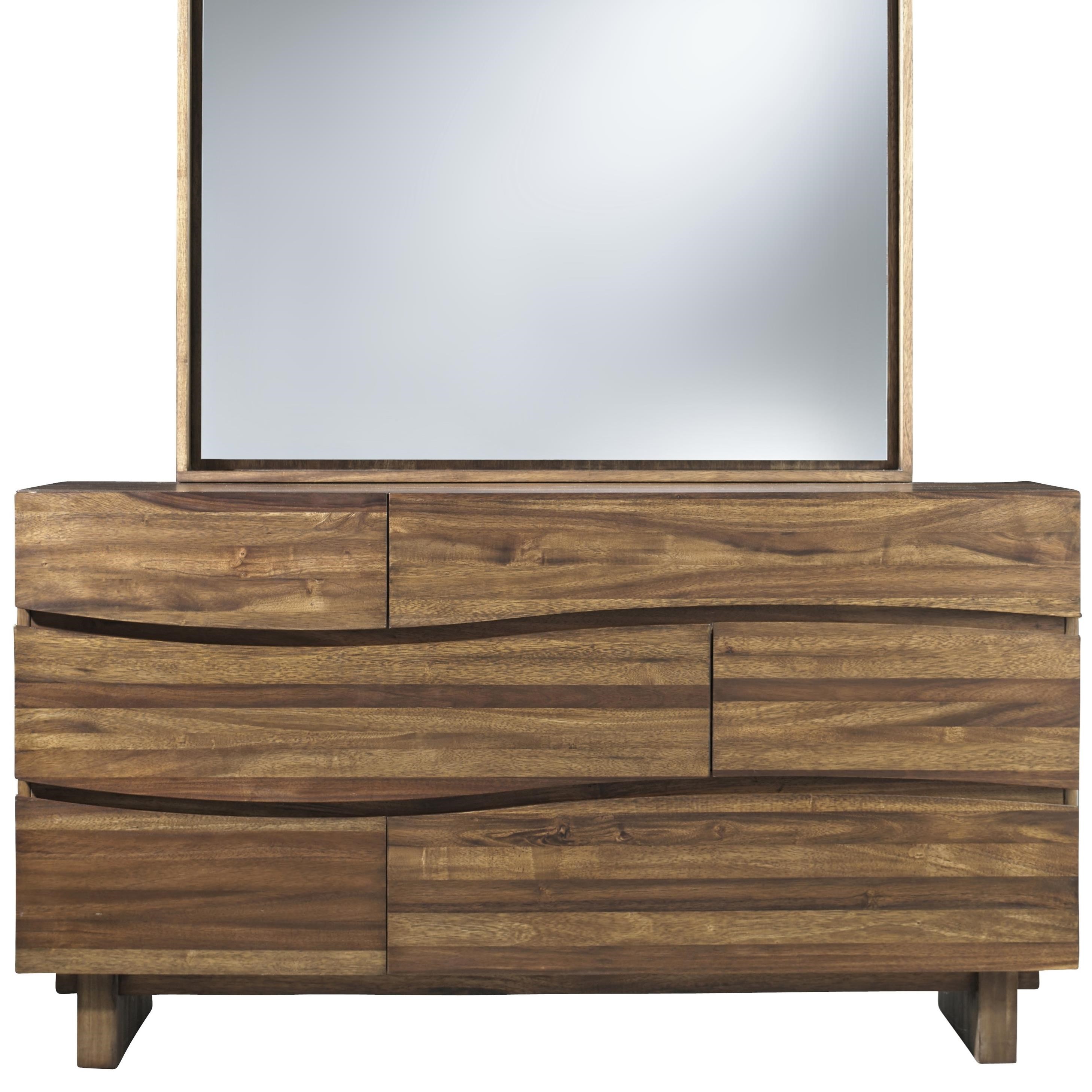 Ocean Contemporary 6 Drawer Solid Wood Dresser With Felt Lined Top Drawers Sadler S Home Furnishings Dressers