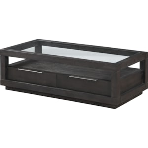 Modus International Oxford Contemporary Glass Top Coffee Table With 2 Drawers A1 Furniture Mattress Cocktail Coffee Tables