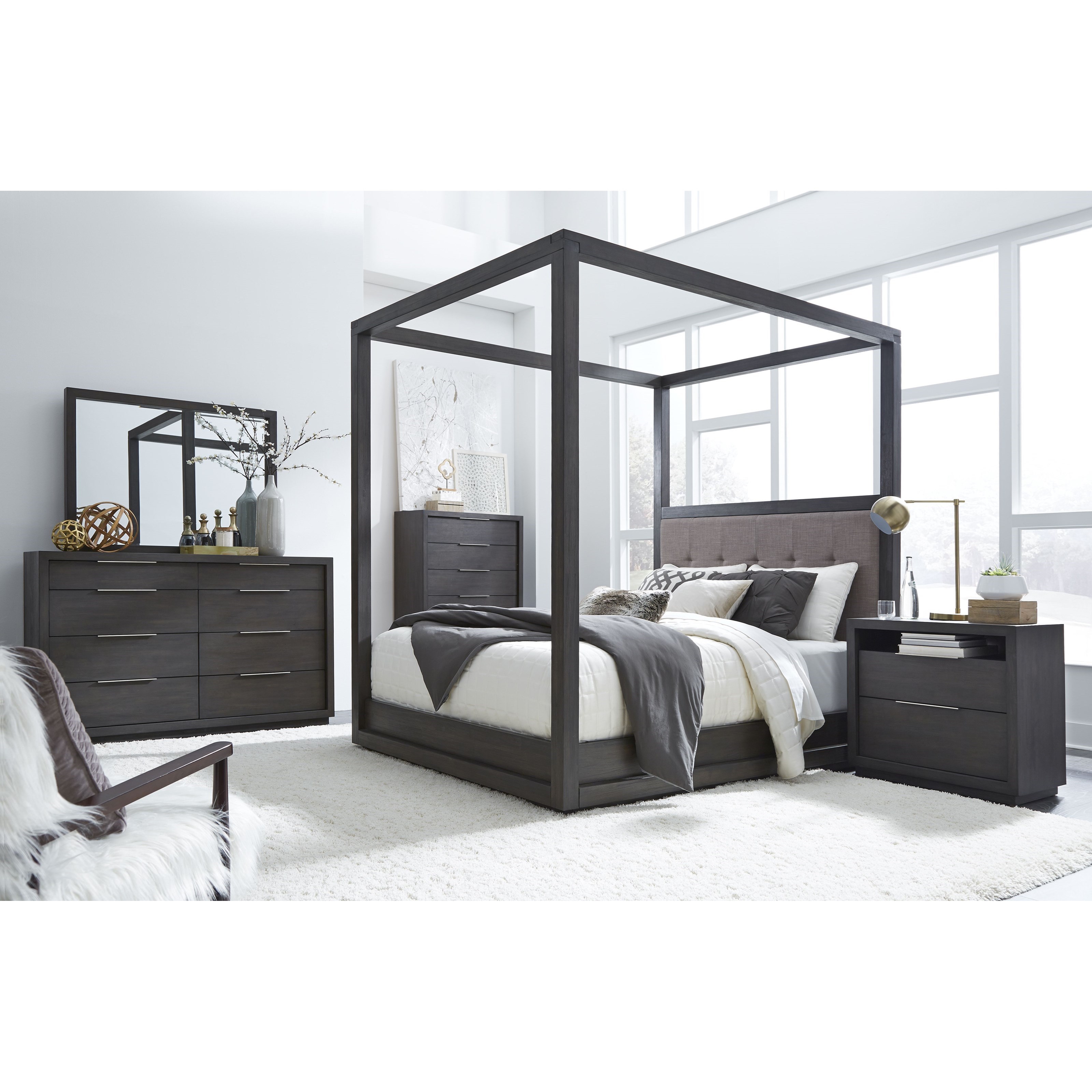 Modus International Oxford Full Canopy Bed With Upholstered Headboard A1 Furniture Mattress Canopy Beds