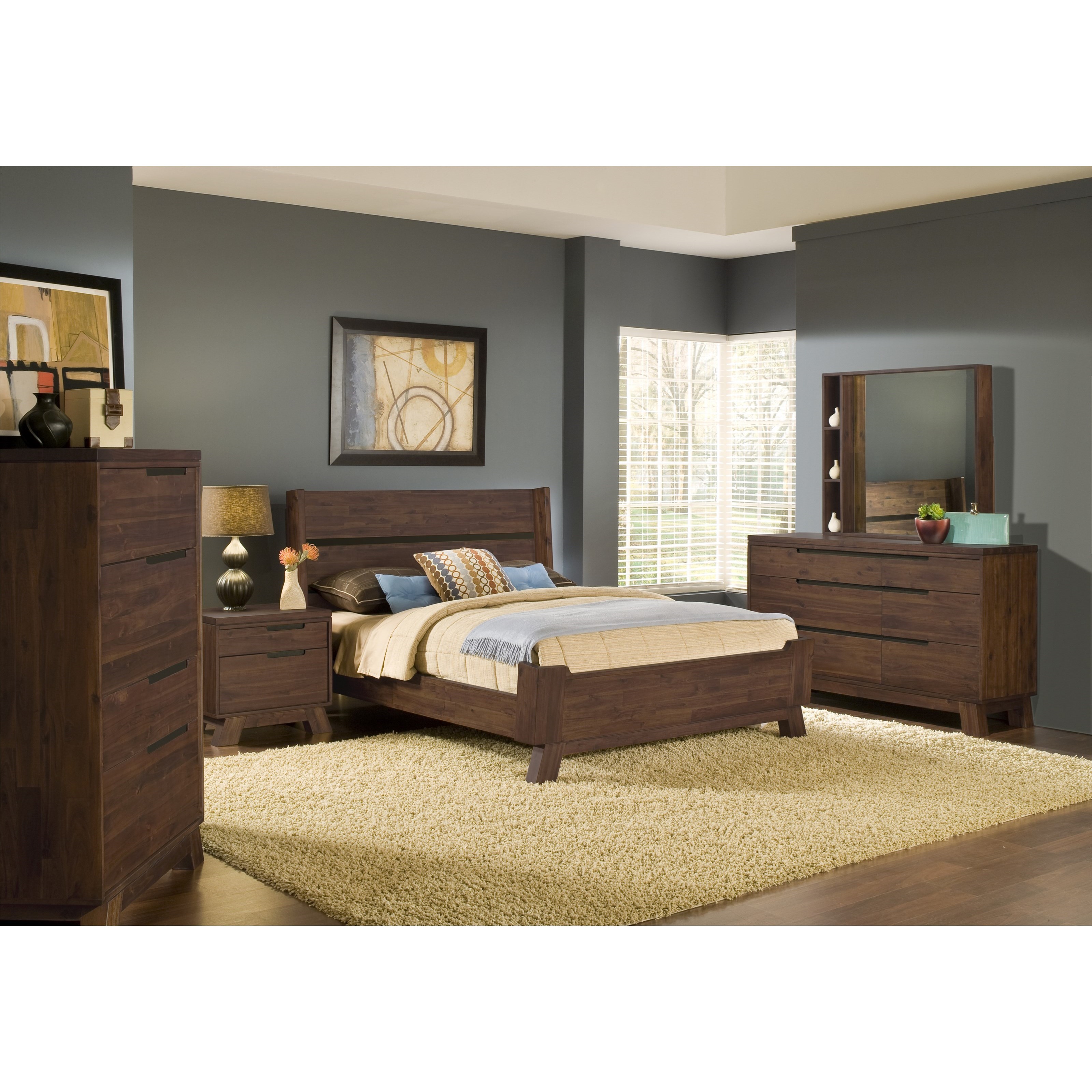 Modus International Portland Contemporary Queen Platform Bed A1 Furniture Mattress Platform Beds Low Profile Beds