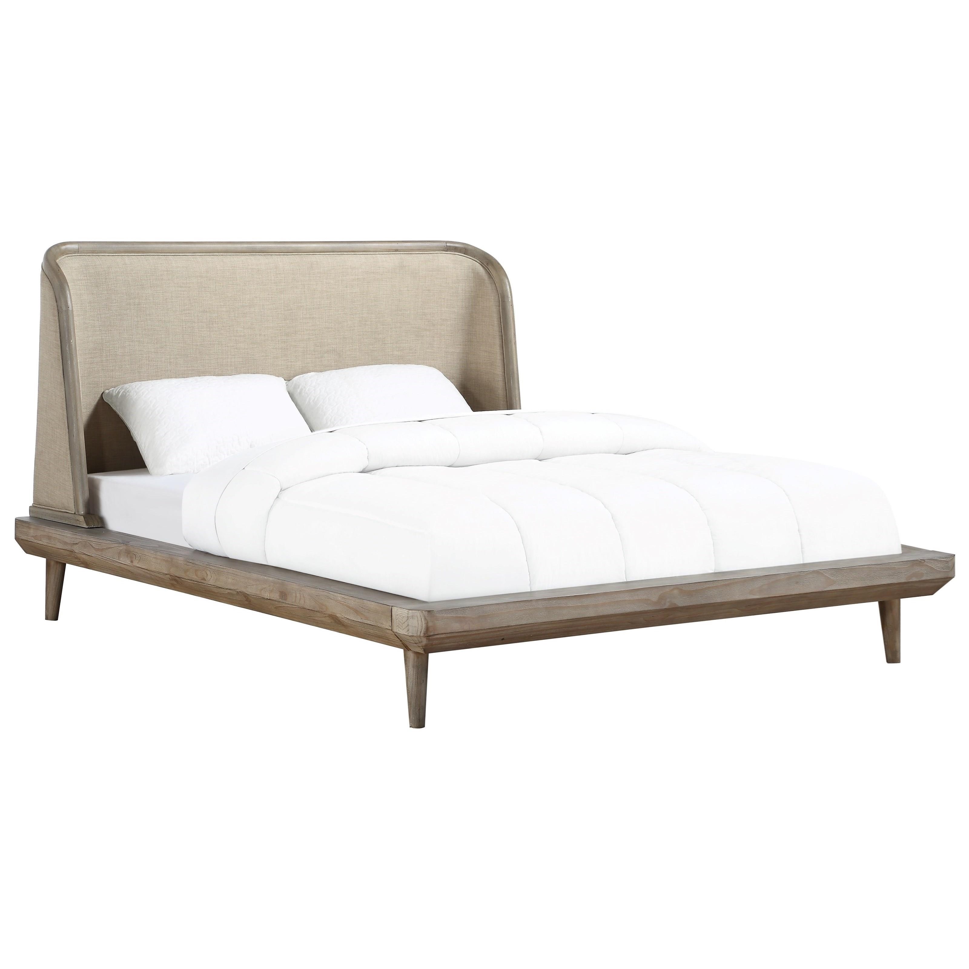 Modus International Spindle Queen Upholstered Bed With Low Platform A1 Furniture Mattress Upholstered Beds