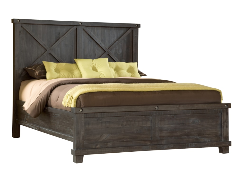 Modus International Yosemite Low Profile Queen Bed With Rustic Headboard Reeds Furniture Platform Beds Low Profile Beds