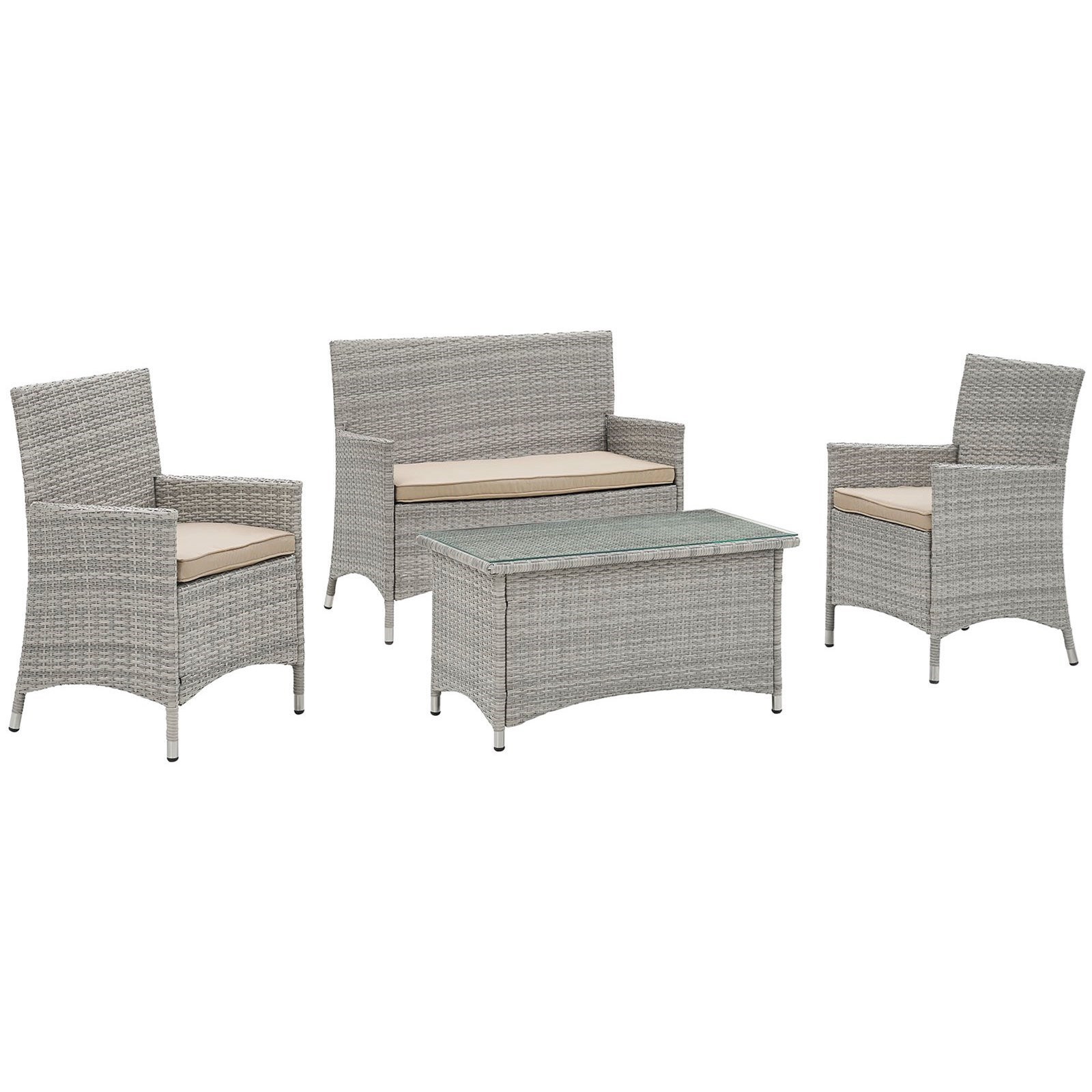 Modway Bridge Eei 2212 Lgr Bei 4 Piece Outdoor Patio Conversation Set Del Sol Furniture Outdoor Conversation Sets Outdoor Chat Sets