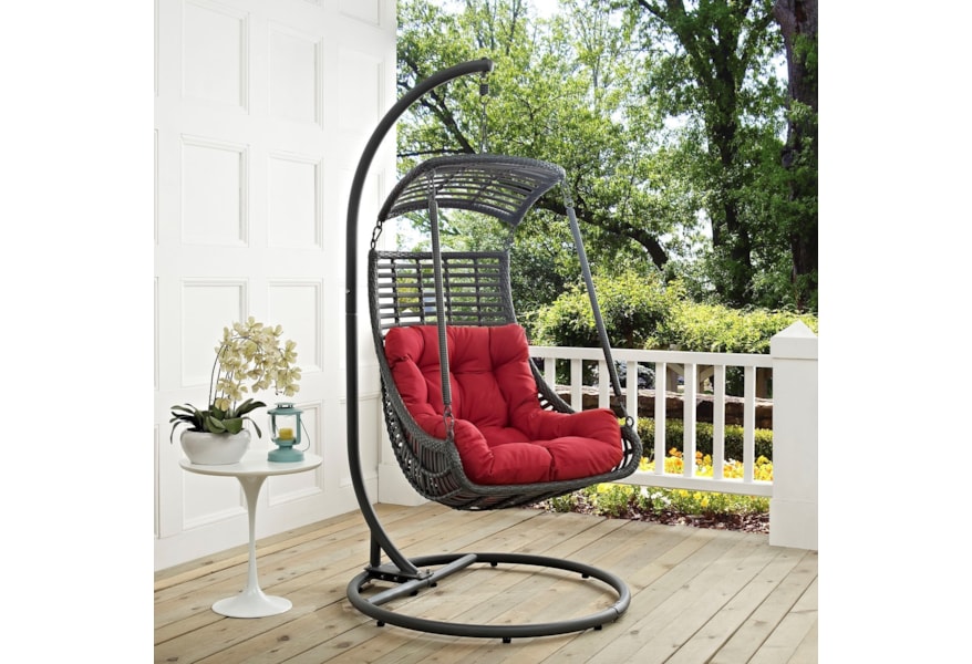 Modway Jungle Outdoor Patio Swing Chair With Stand Value City Furniture Outdoor Chairs
