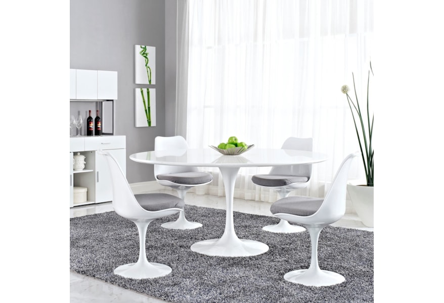 Modway Lippa White 60 Round Wood Top Dining Table Value City Furniture Dining Tables