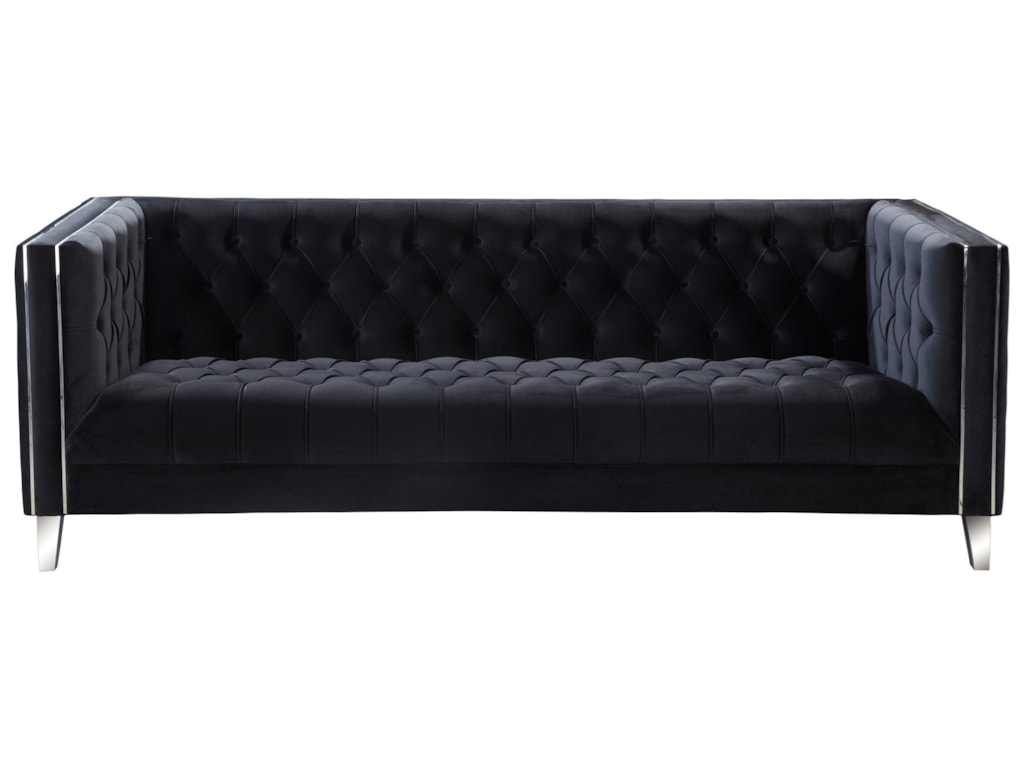 Moe S Home Collection Alistair Black Velvet Chesterfield Moe S Home Collection Alistair Black Velvet Chesterfield