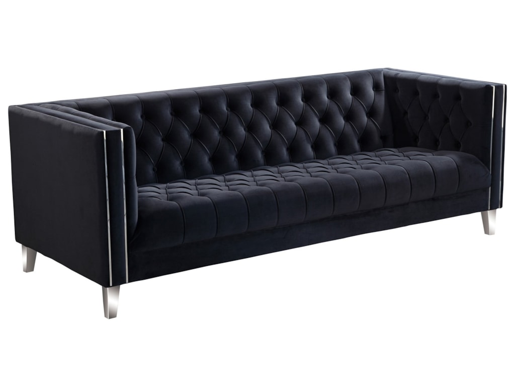Moe S Home Collection Alistair Black Velvet Chesterfield Moe S Home Collection Alistair Black Velvet Chesterfield