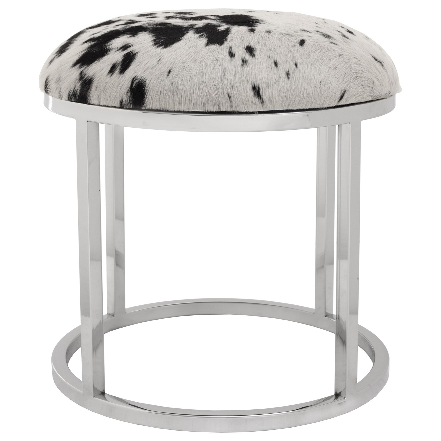 Moe S Home Collection Appa Cowhide Round Stool With Stainless