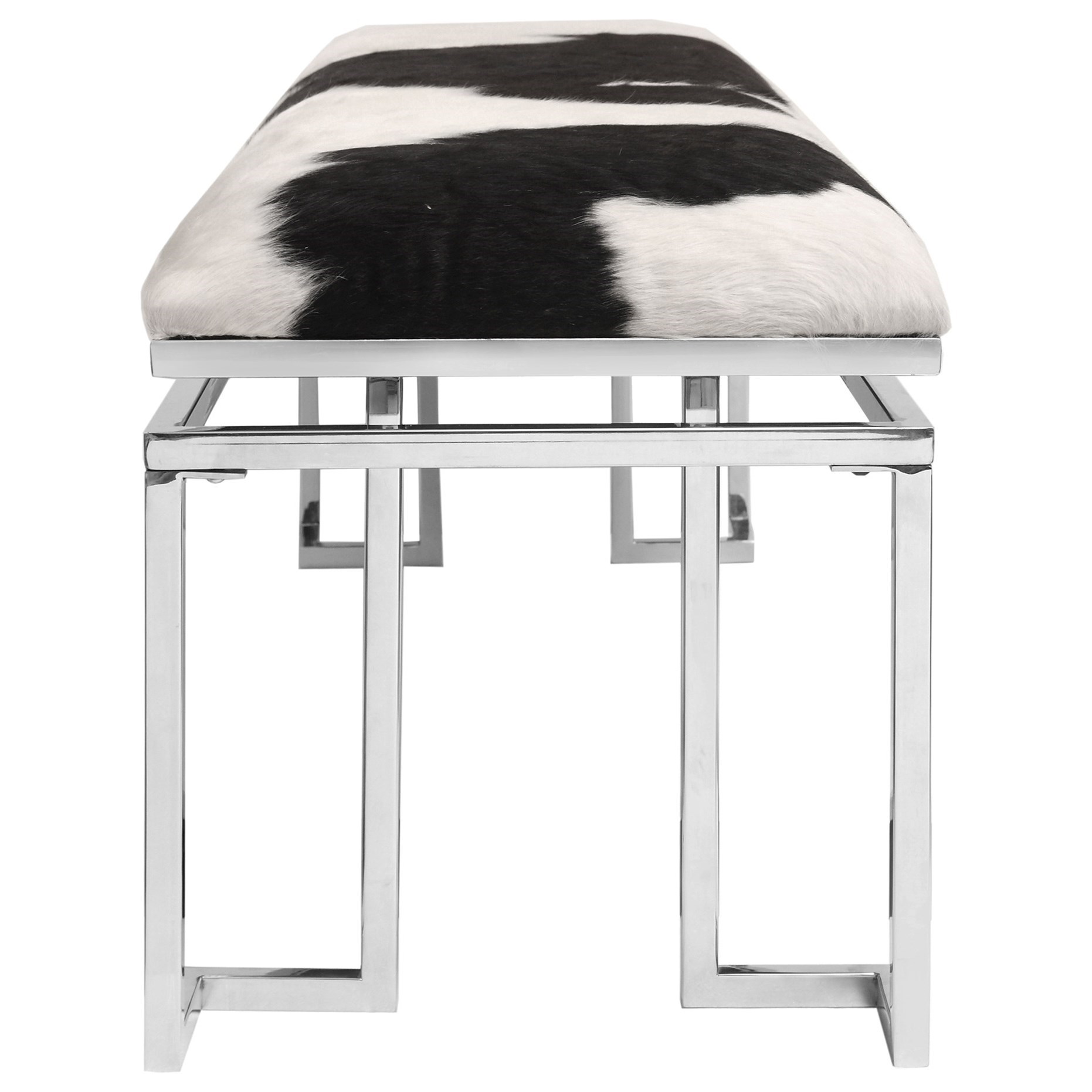Moe S Home Collection Appa Cowhide Bench With Stainless Steel Base Stoney Creek Furniture Upholstered Benches