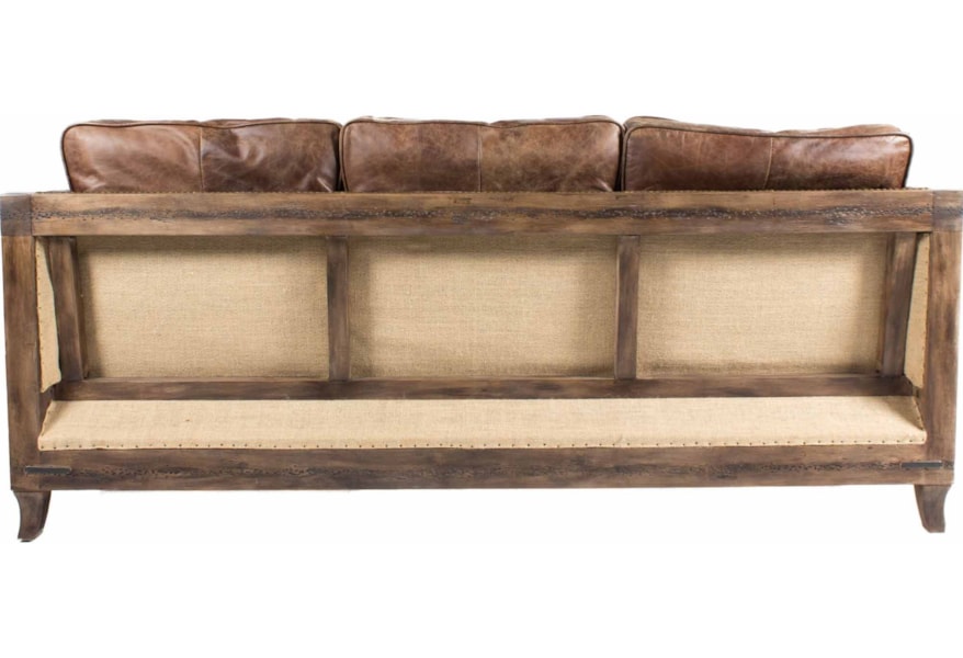 Moe S Home Collection Darlington Leather Sofa With Exposed Wood Leather Sofa With Exposed Wood