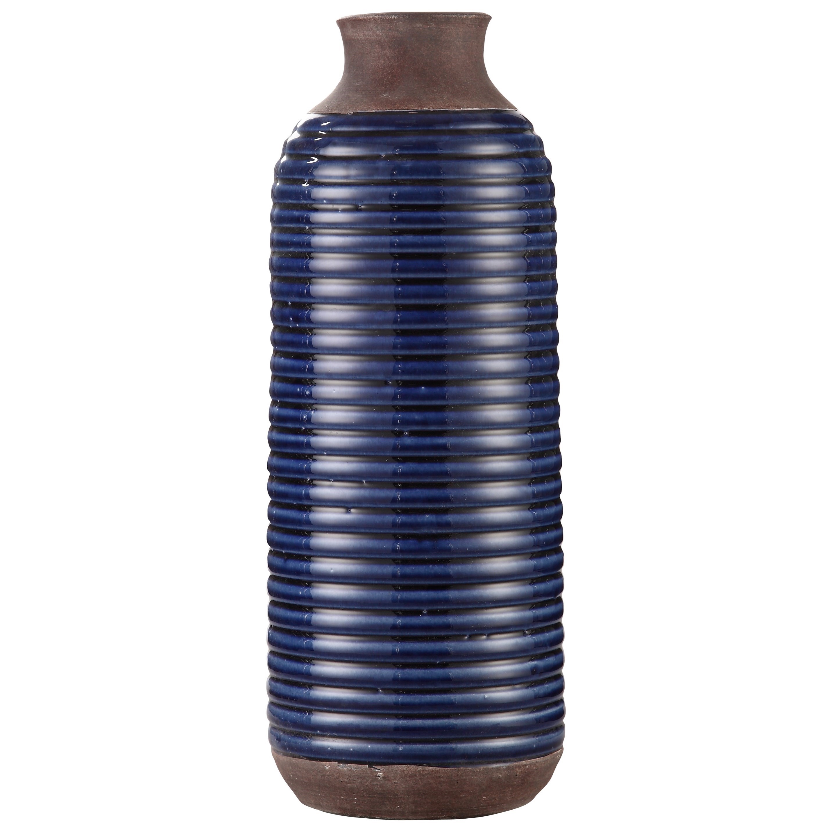 Moe S Home Collection Vases Urns Alexandria Vase With A Blue Ringed Pattern Fashion Furniture Vases Urns