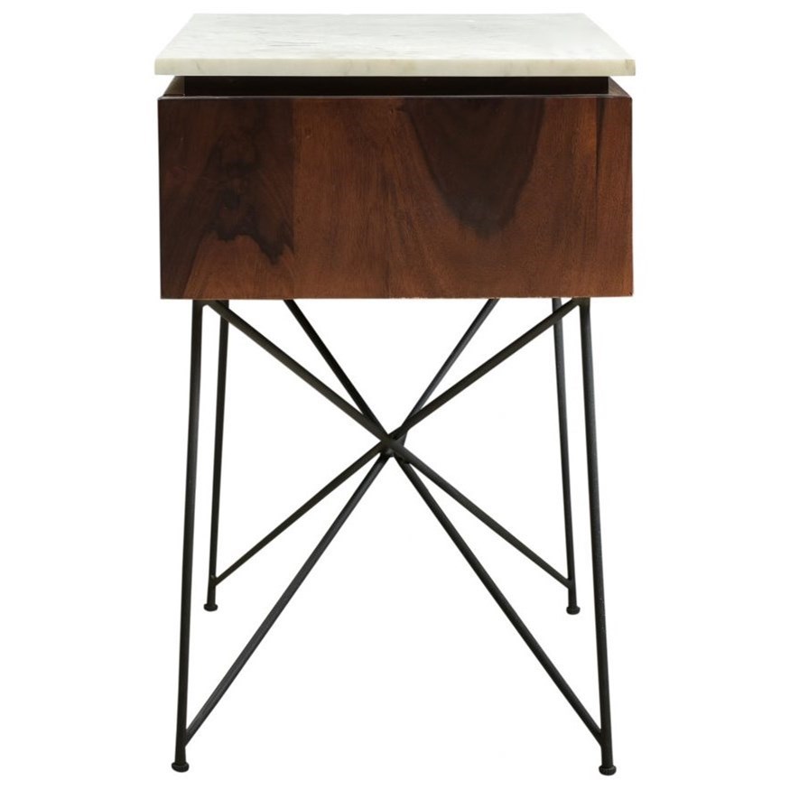 Dominic Contemporary 1 Drawer Nightstand With White Marble Top