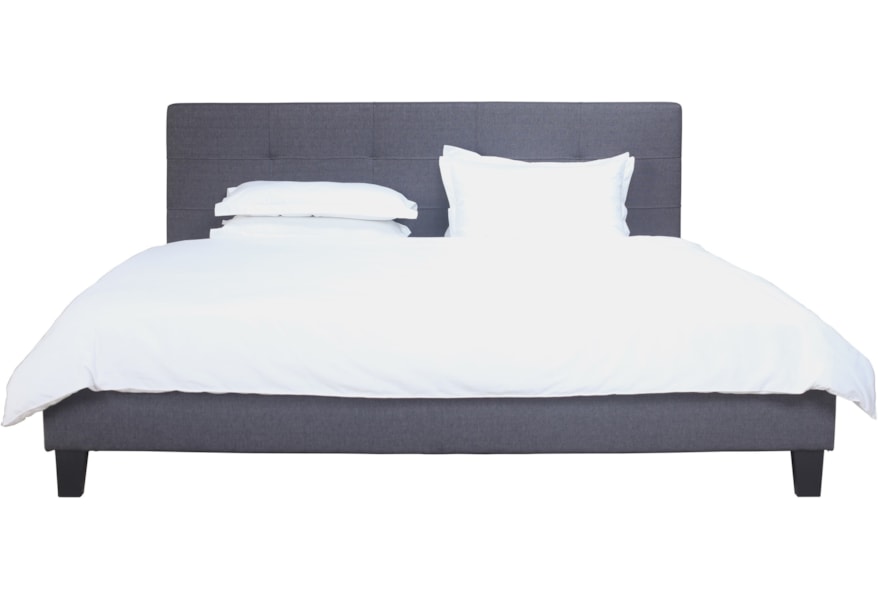Moe S Home Collection Eliza Queen Low Profile Bed With Tufted Headboard Stoney Creek Furniture Platform Beds Low Profile Beds