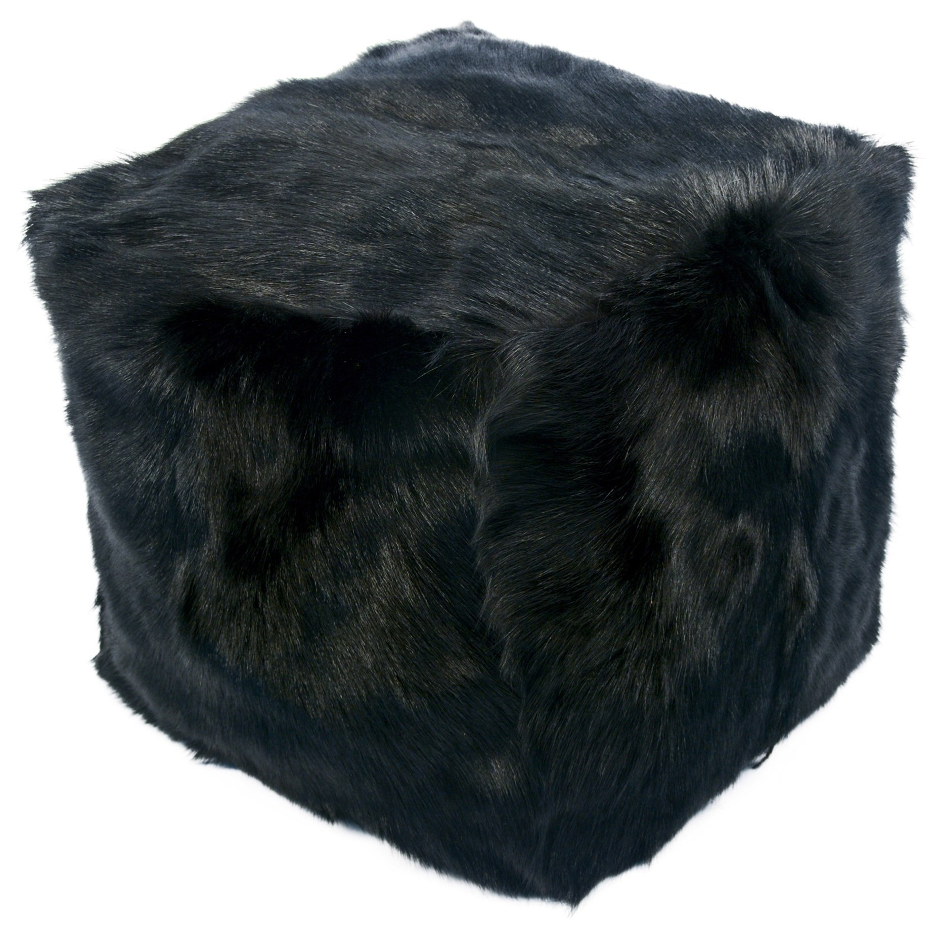 Moe S Home Collection Goat Fur Pouf Black Sadler S Home Images, Photos, Reviews