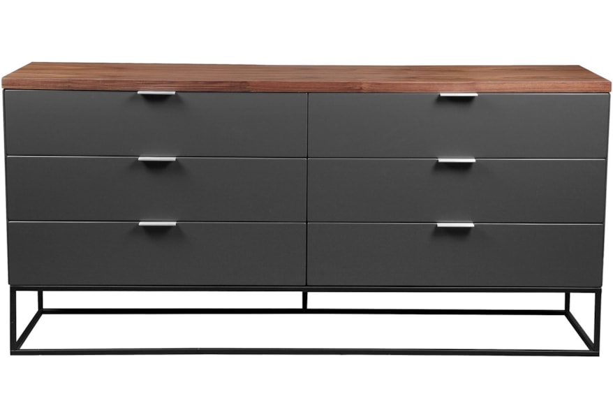 Moe S Home Collection Leroy Contemporary Wood And Metal 6 Drawer