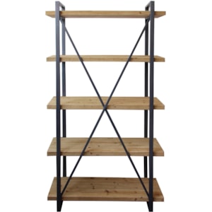 Moe S Home Collection Lex Industrial Wood And Metal 5 Shelf Bookshelf Fashion Furniture Open Bookcases