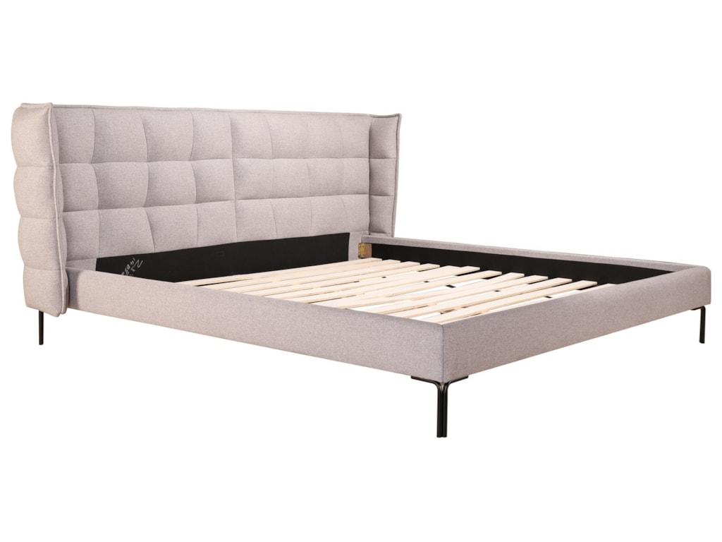 Ostalo King Size Upholstered Bed With Tufted Wing Style Headboard Sadler S Home Furnishings Upholstered Beds