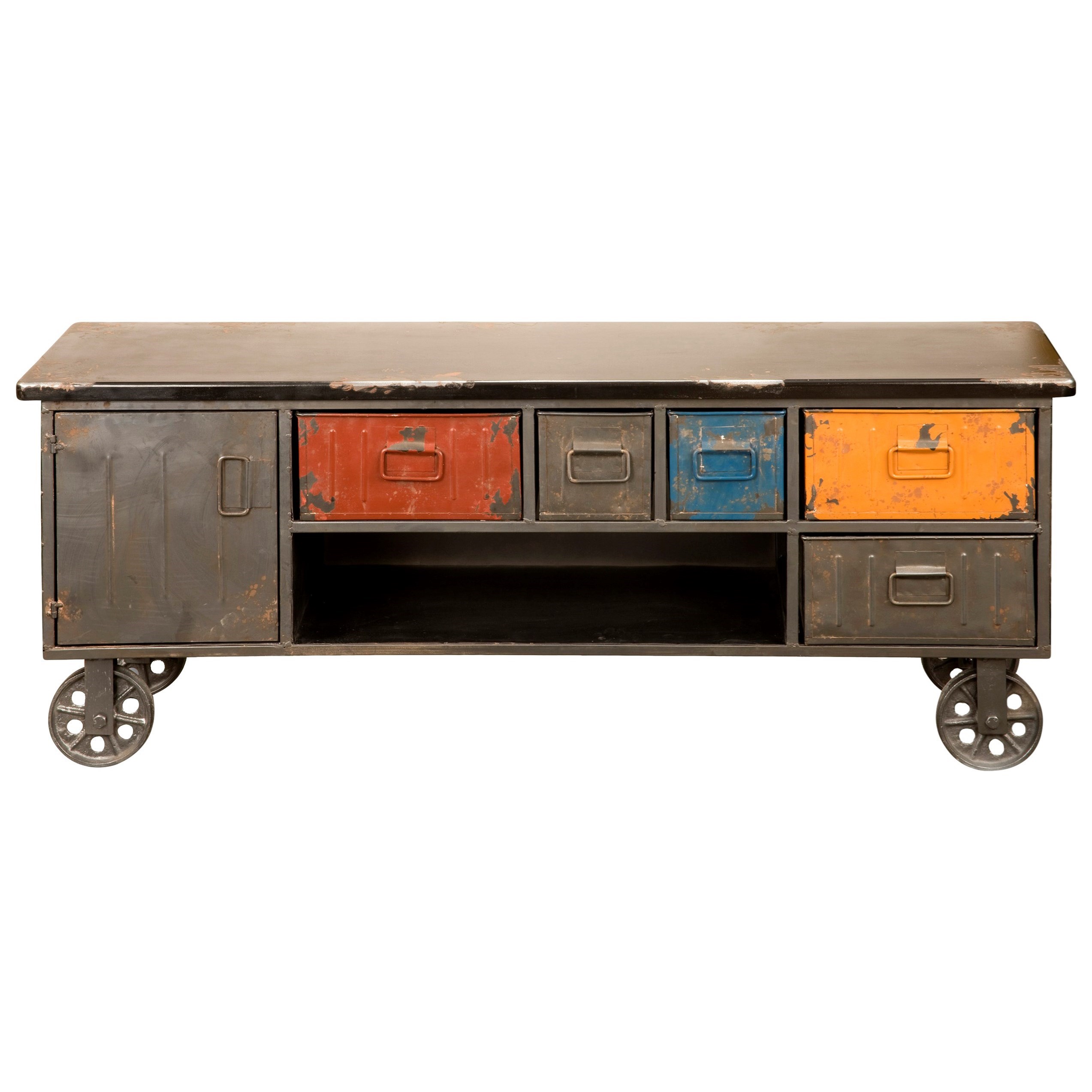 Moe S Home Collection Paint Industrial Multicolor Cabinet With