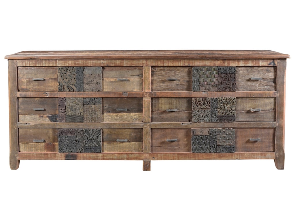 Moe S Home Collection Printer Rustic Dresser With 6 Drawers And