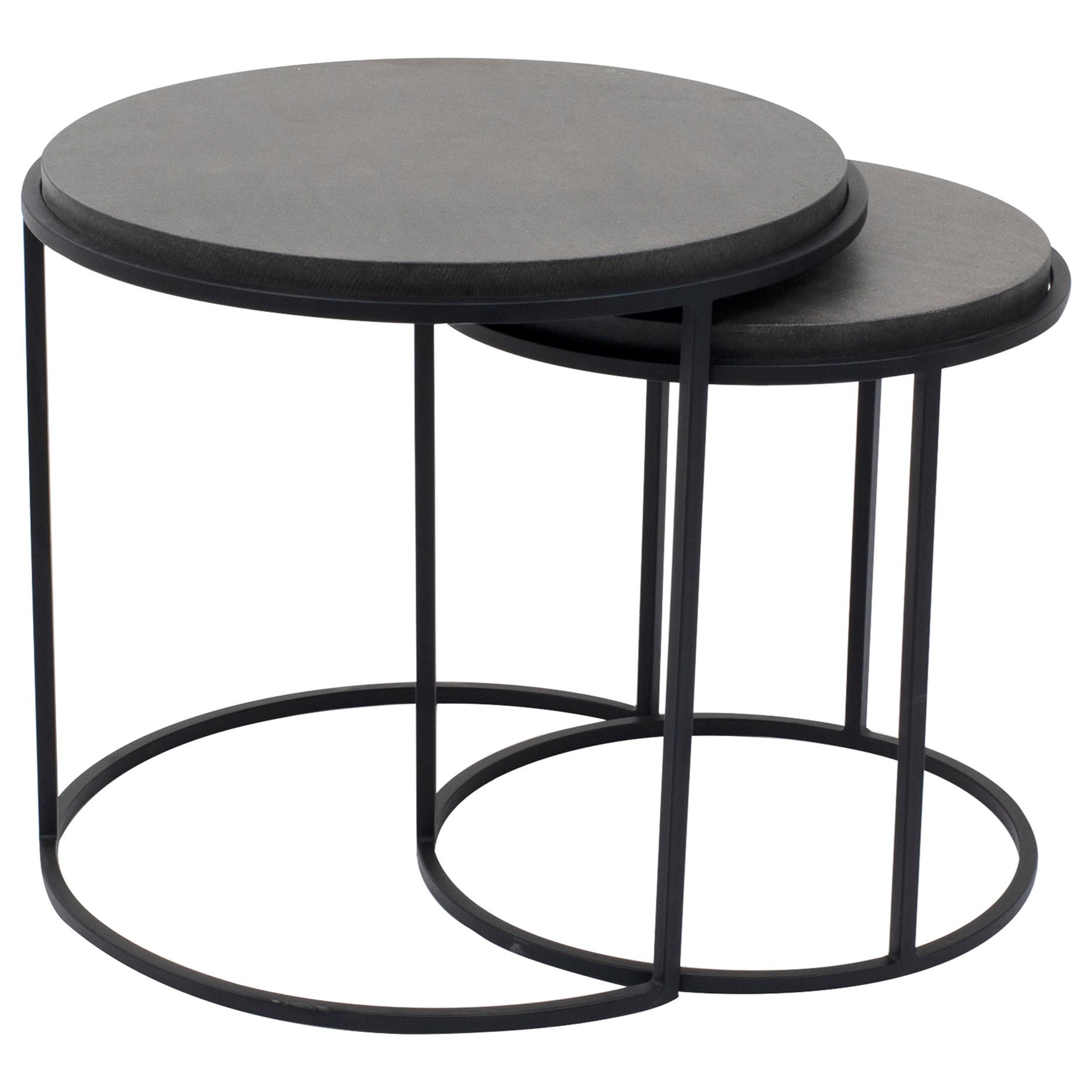 Moe S Home Collection Roost Set Of 2 Contemporary Nesting Tables With Lavastone Top Fashion Furniture End Tables