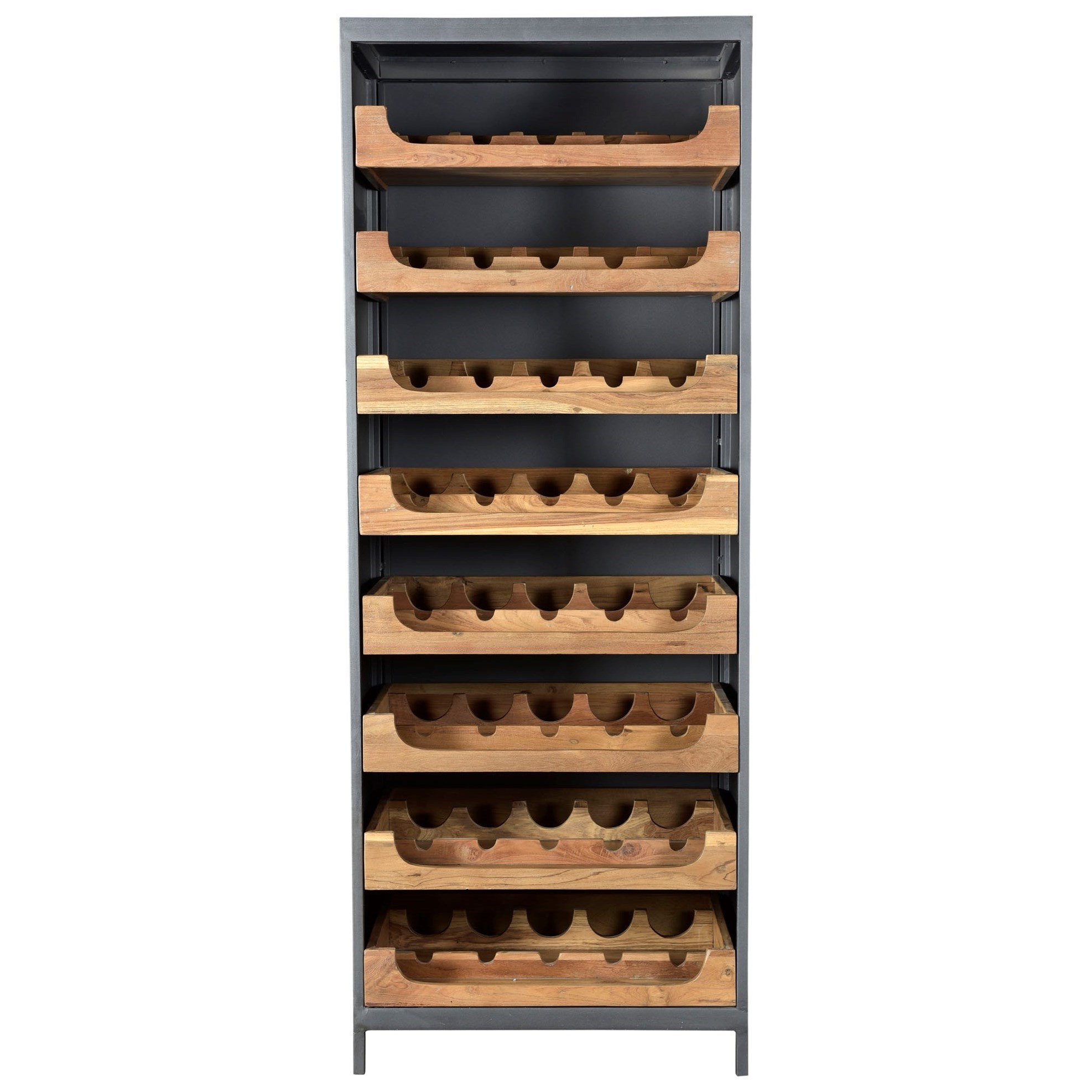 Moe S Home Collection Speakeasy Teak Wine Cabinet With Iron Frame