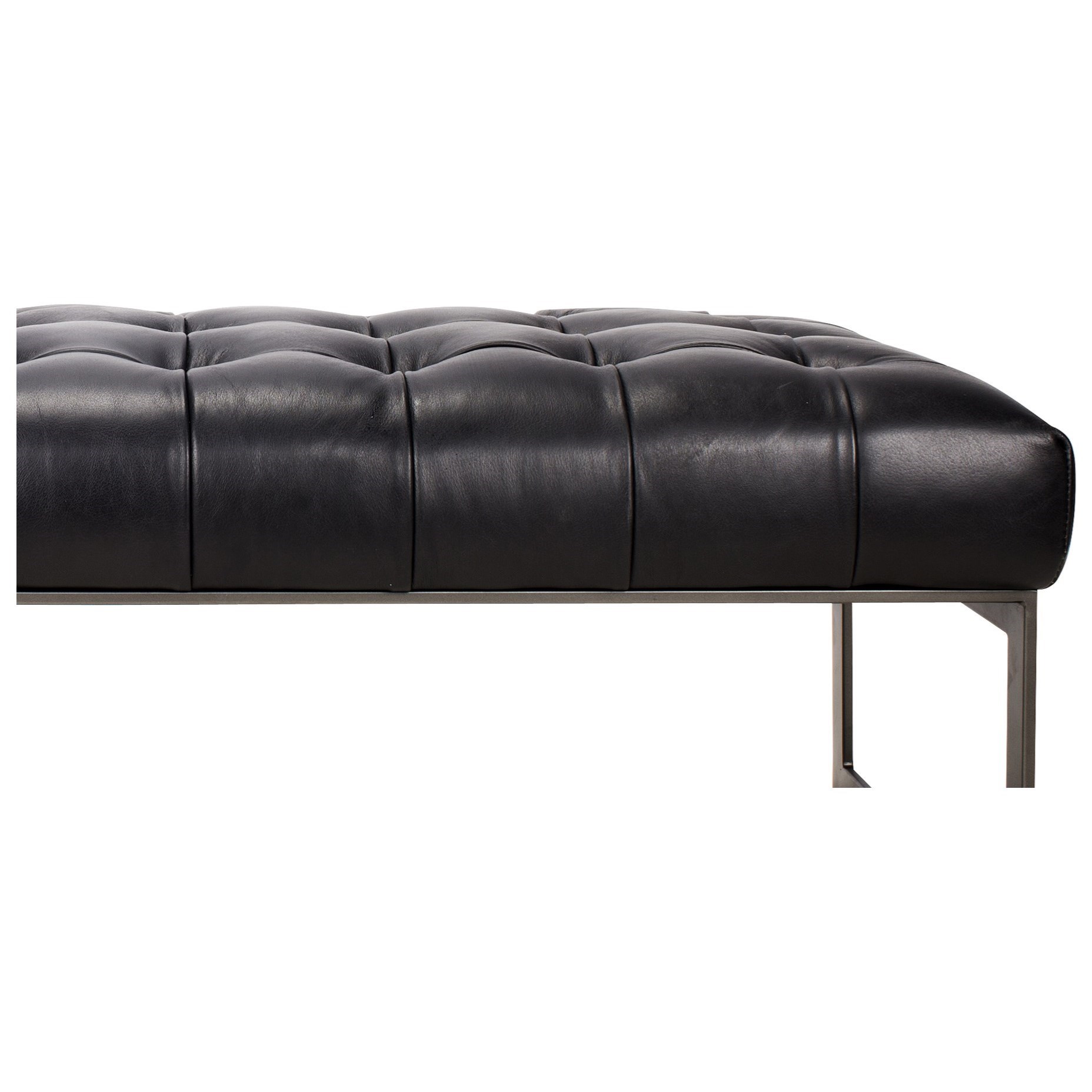 Moe S Home Collection Wyatt Contemporary Leather Bench With Metal