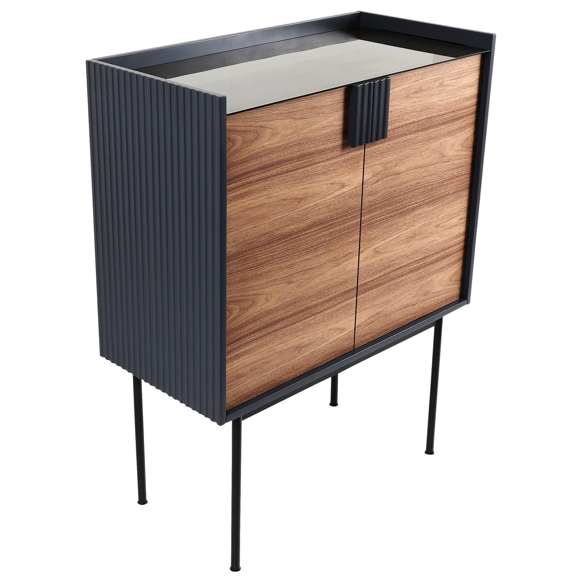 Moe S Home Collection Yasmin Contemporary Two Tone Bar Cabinet With Wine Bottle Storage Stoney Creek Furniture Bar Cabinets