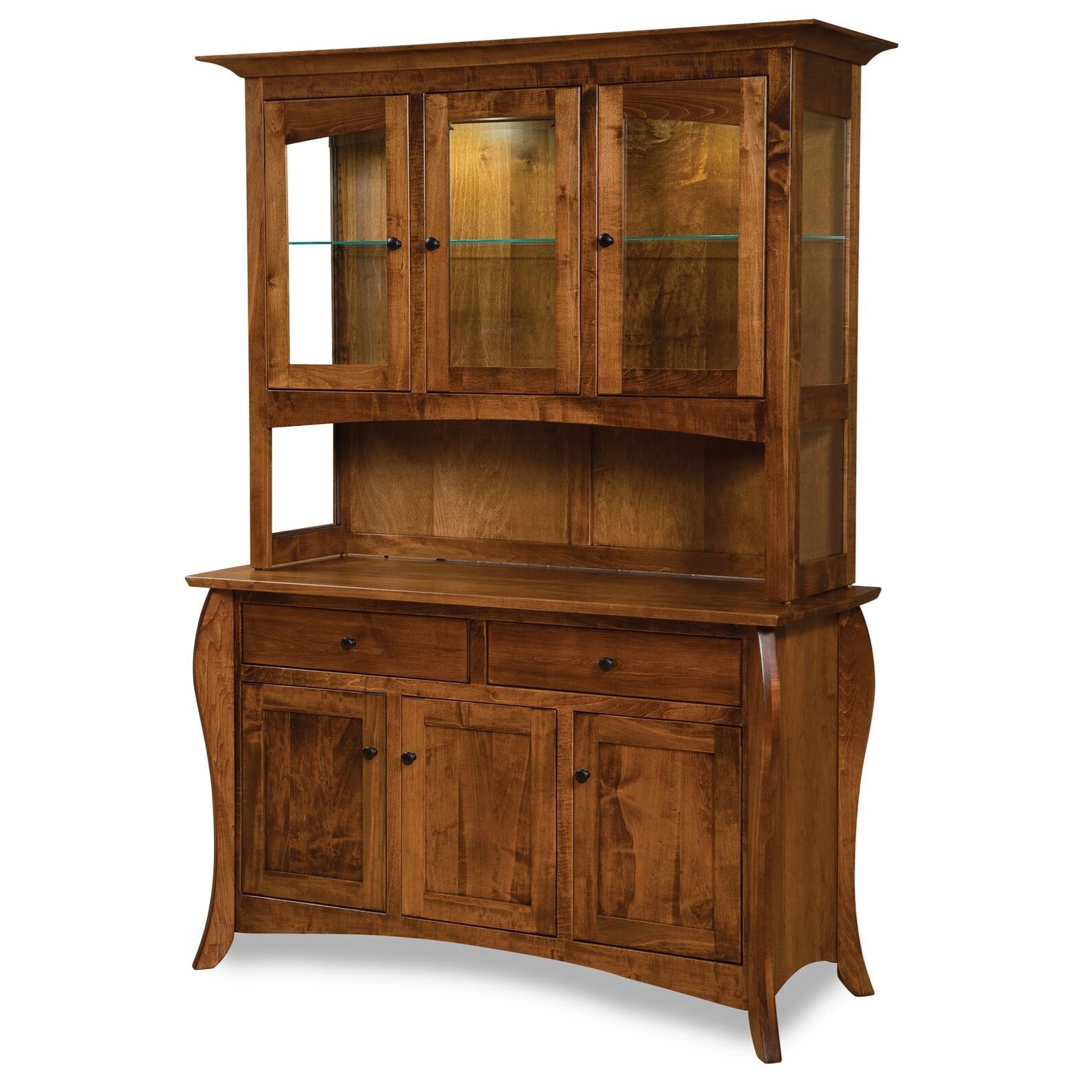Custom Amish Quincy Customizable Solid Wood Dining Hutch With Accent Lighting Mueller Furniture China Cabinets
