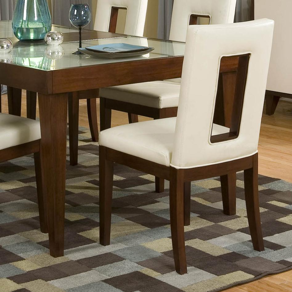 Enzo Dining Pu Upholstered Side Chair With Open Backrest By Del Sol Nf At Del Sol Furniture