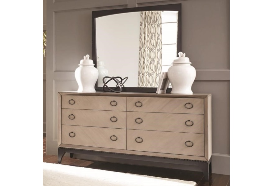 Najarian Nicole Transitional Dresser And Mirror Set With Two Tone