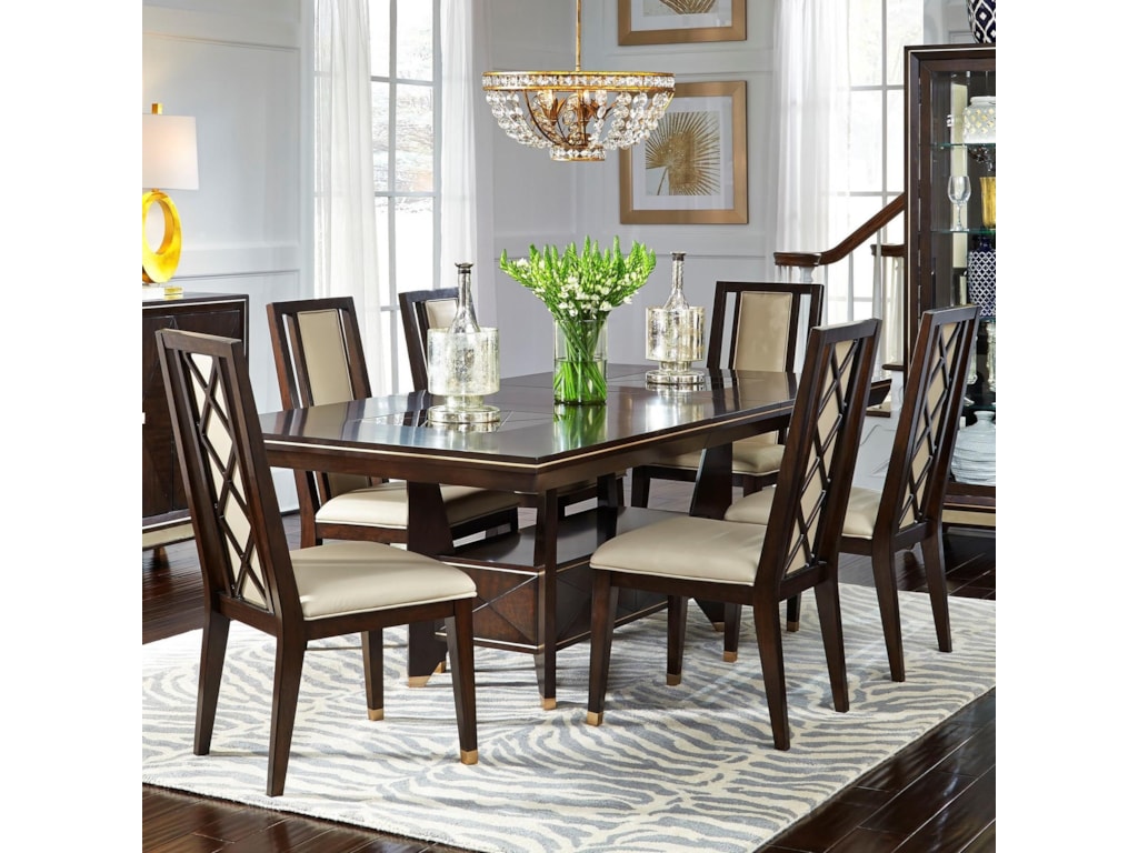 Seven Piece Dining Set With One Table Leaf And Base Shelf Westwood Najarian Westwood Dining Seven Piece Set With One Table Leaf And Base Shelf