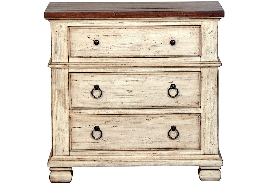 Warehouse M Belmont 10110604 Relaxed Vintage Night Stand With 3 Drawers Pilgrim Furniture City Nightstands