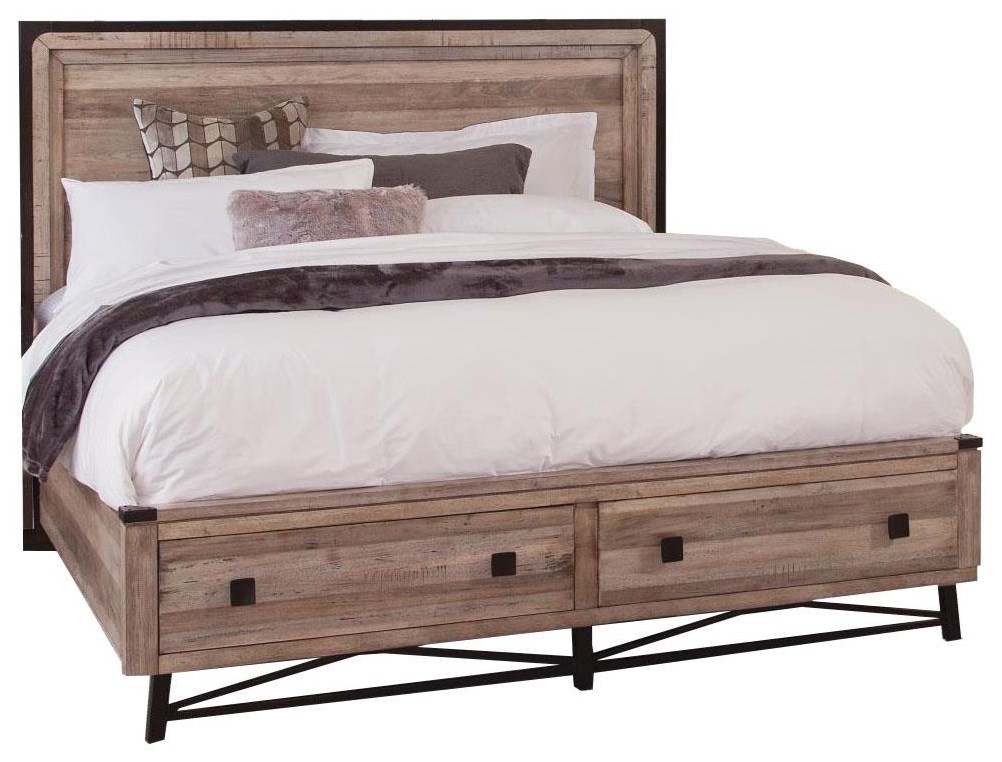 Brentwood King Platform Bed With Storage Footboard Sadler S Home Furnishings Platform Beds Low Profile Beds