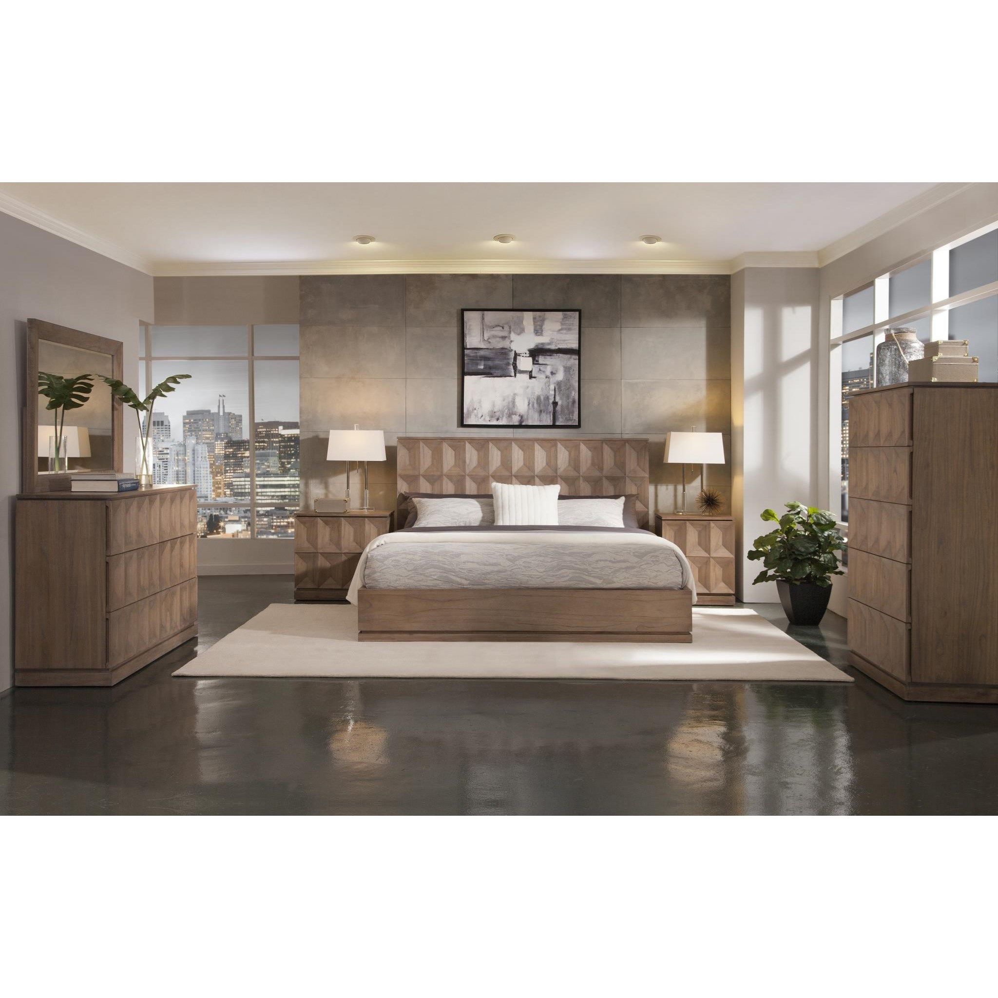 Napa Furniture Designs Eastside California King Platform Bed With Geometric Headboard Homeworld Furniture Platform Beds Low Profile Beds