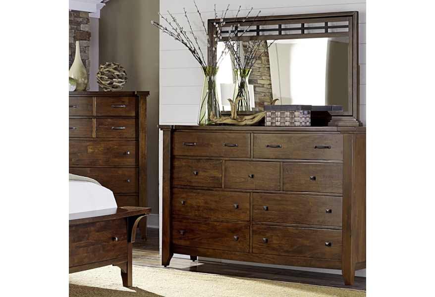 Warehouse M Whistler Retreat Solid Mango 9 Drawer Chest Mirror