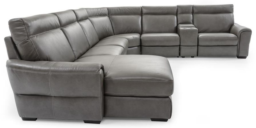 Natuzzi Editions Energia C046 Sectional Contemporary 7 Pc Power Reclining Sectional With Usb Baer S Furniture Reclining Sectional Sofas