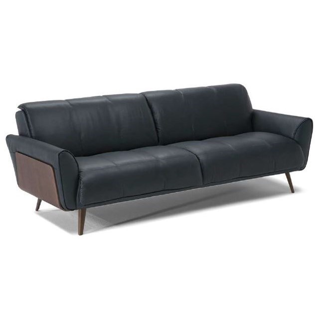 Natuzzi Editions Tobia Mid Century Modern Sofa With Wood Panel