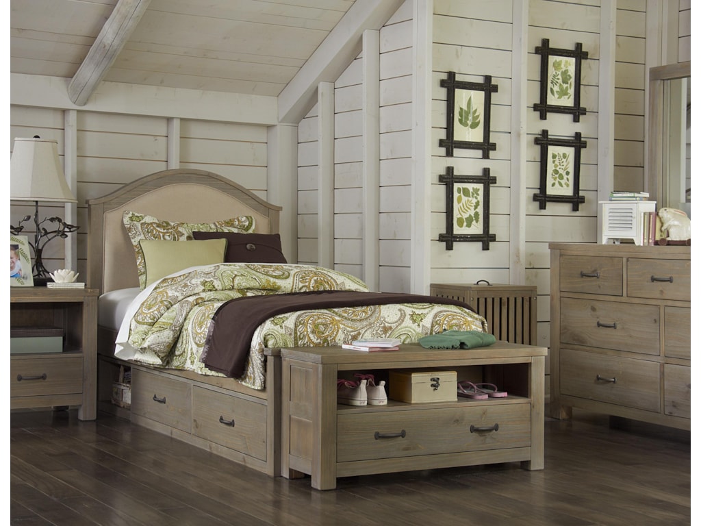NE Kids HighlandsTwin Bailey Upholstered Bed with Storage