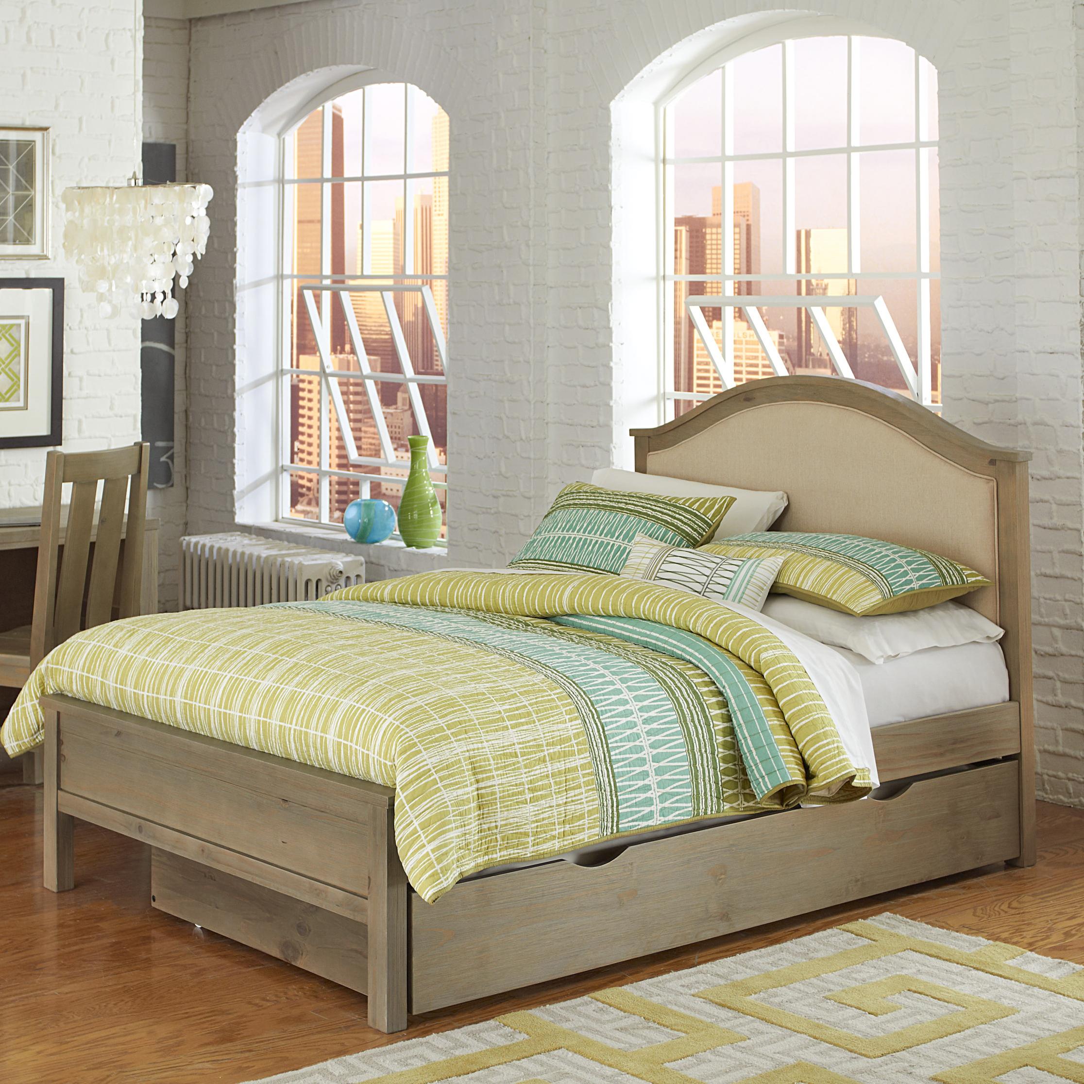 Ne Kids Highlands Full Bailey Bed With Cream Upholstered Headboard And Under Bed Trundle Wayside Furniture Platform Beds Low Profile Beds