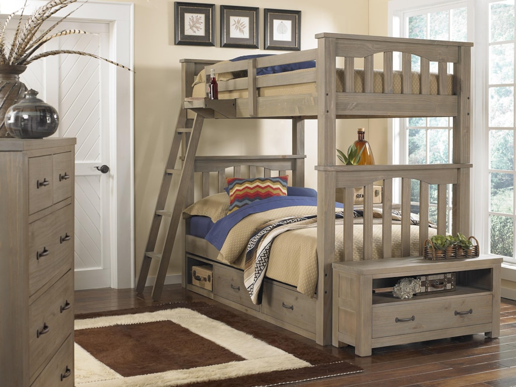 NE Kids HighlandsTwin Over Twin Harper Bunk Bed With Storage