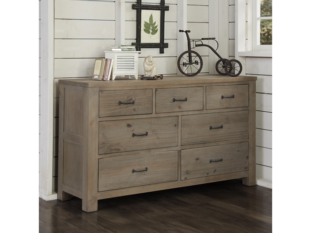 Ne Kids Highlands Transitional 7 Drawer Dresser With Driftwood