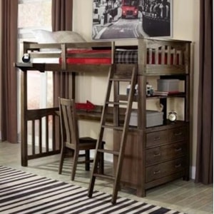 Ne Kids Highlands Mission Style Twin Loft Bed With Desk Belfort Furniture Loft Beds