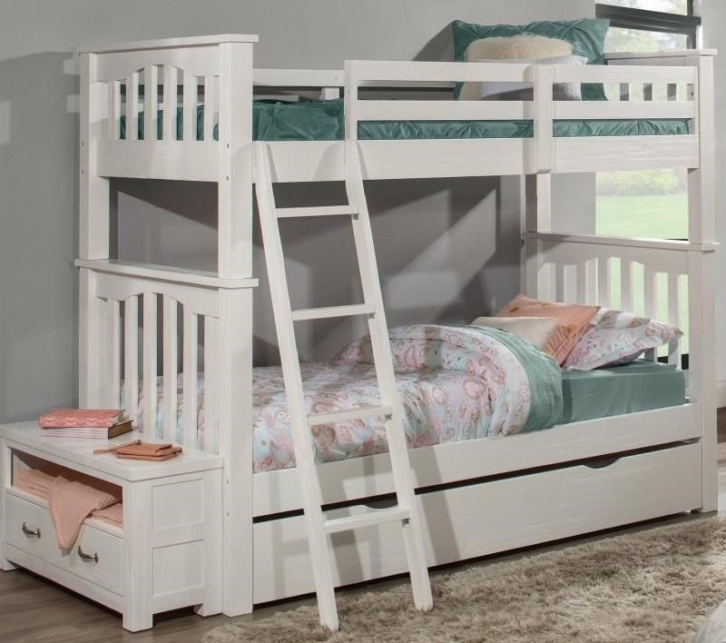 Ne Kids Highlands Mission Style Twin Over Twin Harper Bunk Bed With Hanging Tray And Under Bed Trundle Rooms For Less Bunk Beds