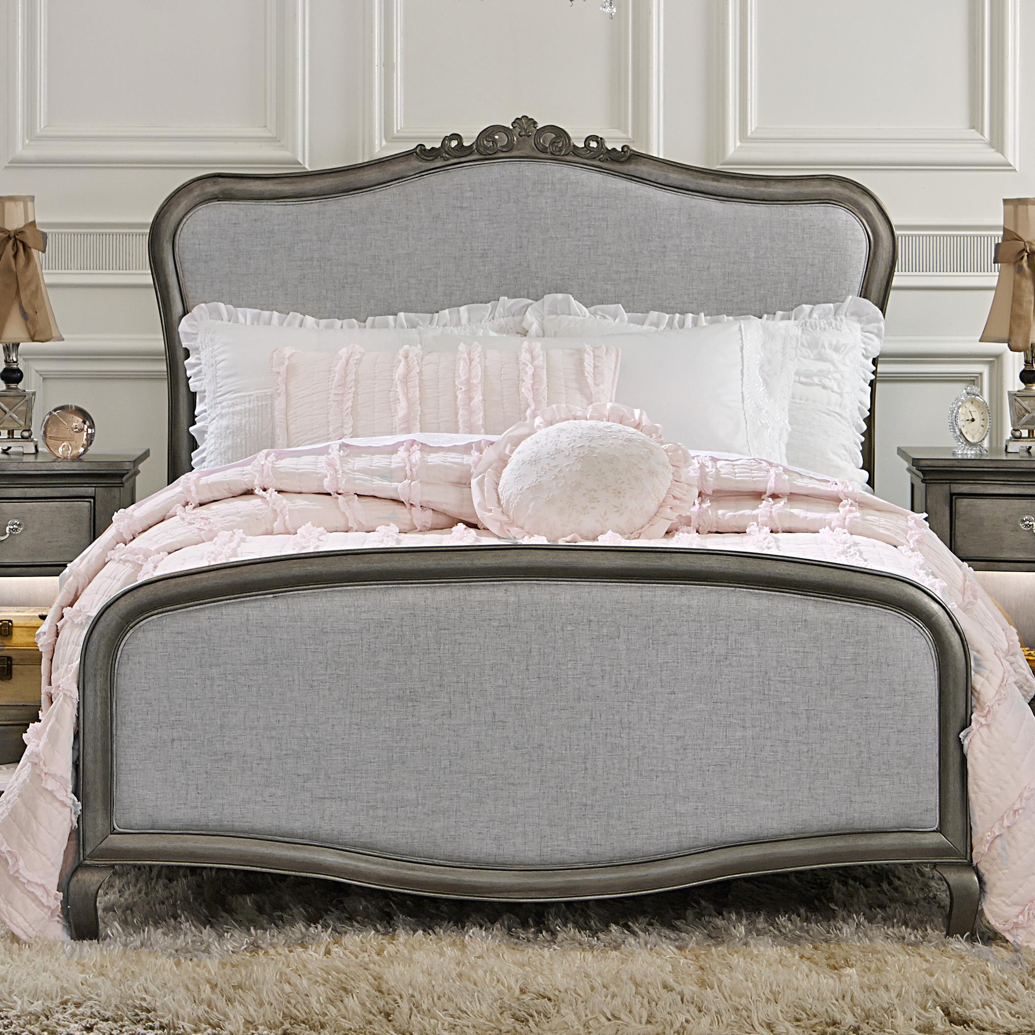 Ne Kids Kensington Full Upholstered Katherine Bed With Scroll Carvings Goffena Furniture Mattress Center