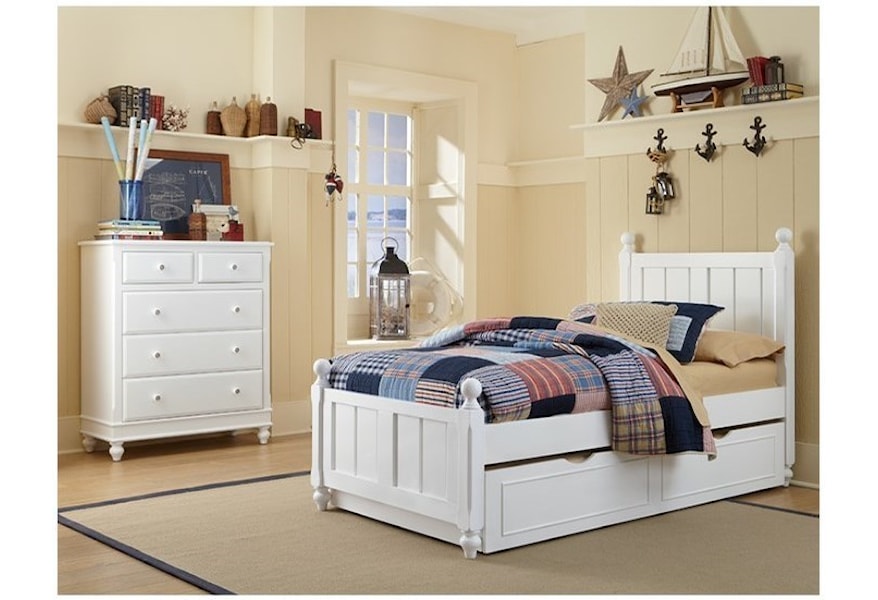 Ne Kids Lake House Twin Panel Bed With With Chamfered Posts Ball