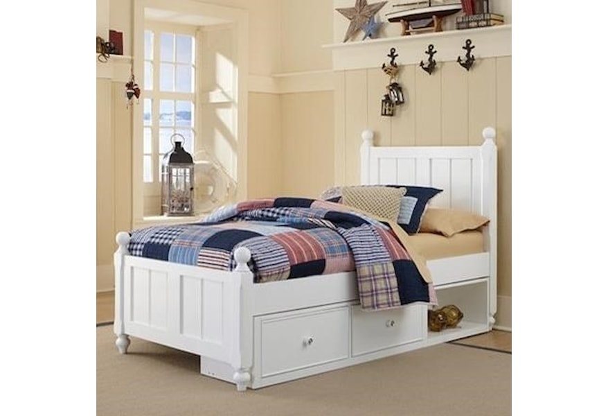 NE Kids Lake House Twin Panel Bed with Chamfered Posts, Ball  NE Kids Lake House Twin Panel Bed with Chamfered Posts, Ball