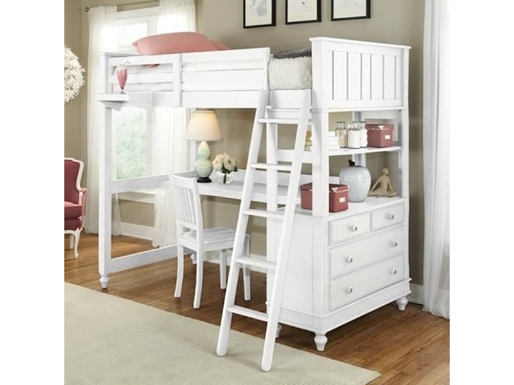 Ne Kids Lake House Twin Loft Bed With Desk And Chest Wayside