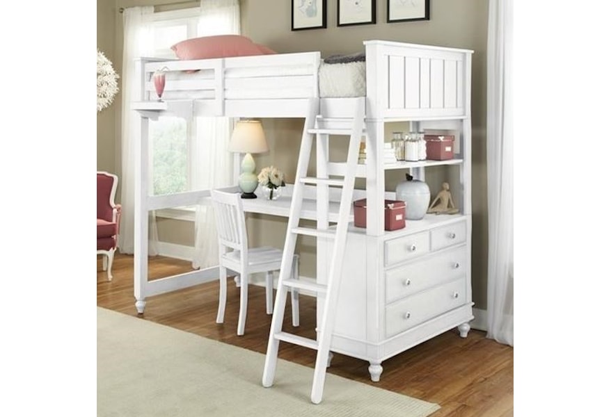 Ne Kids Lake House 1040nd Twin Loft Bed With Desk And Chest Dunk