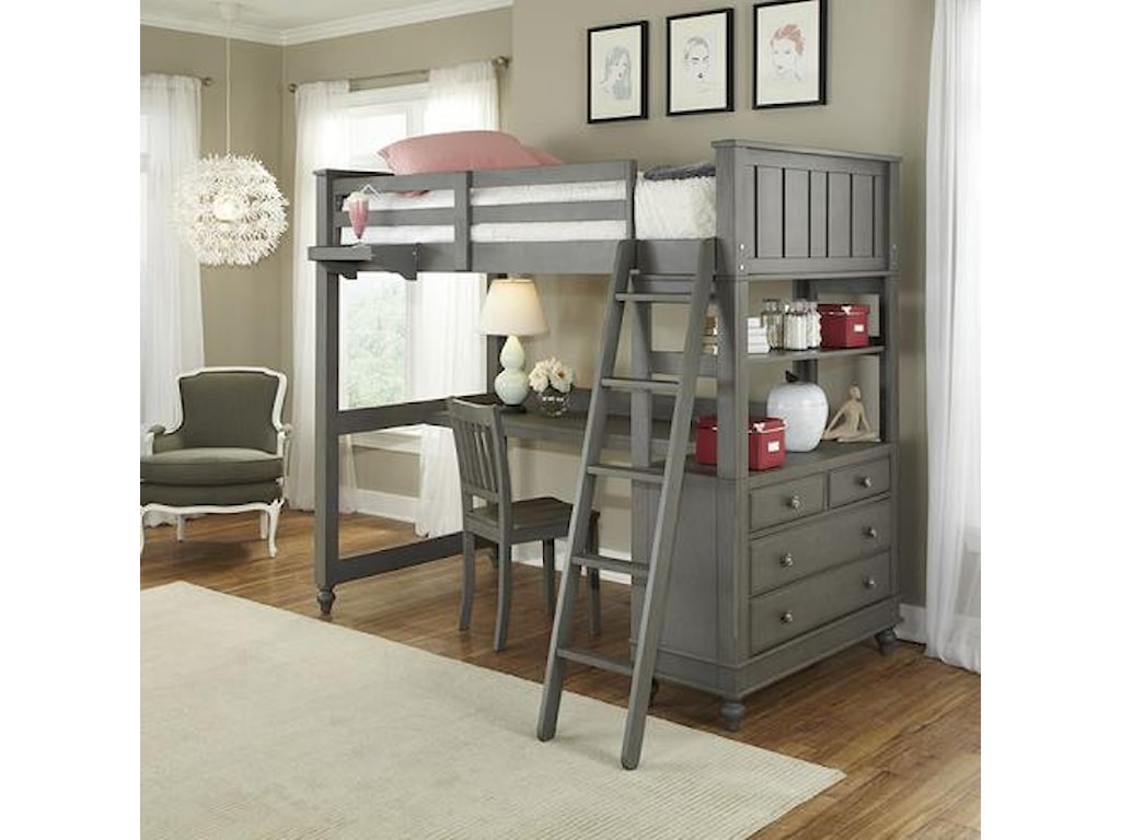 Ne Kids Lake House Twin Loft Bed With Desk And Chest Wayside